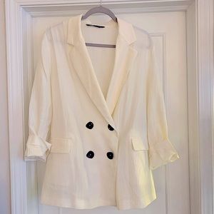 Zara white linen blazer - Size M